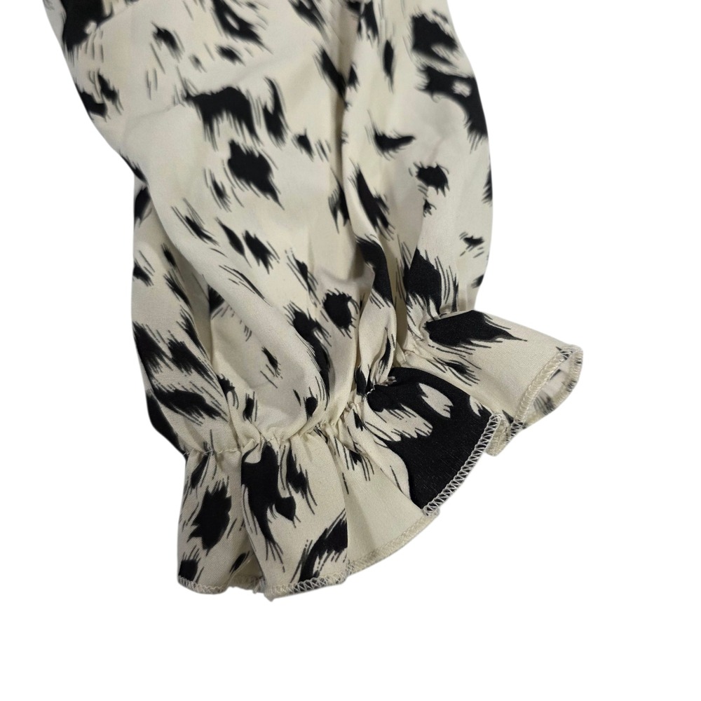 Shein Tunic Top Womens White Black 2XL Long Sleeve Curve Peplum Leopard Boho - Picture 4 of 11